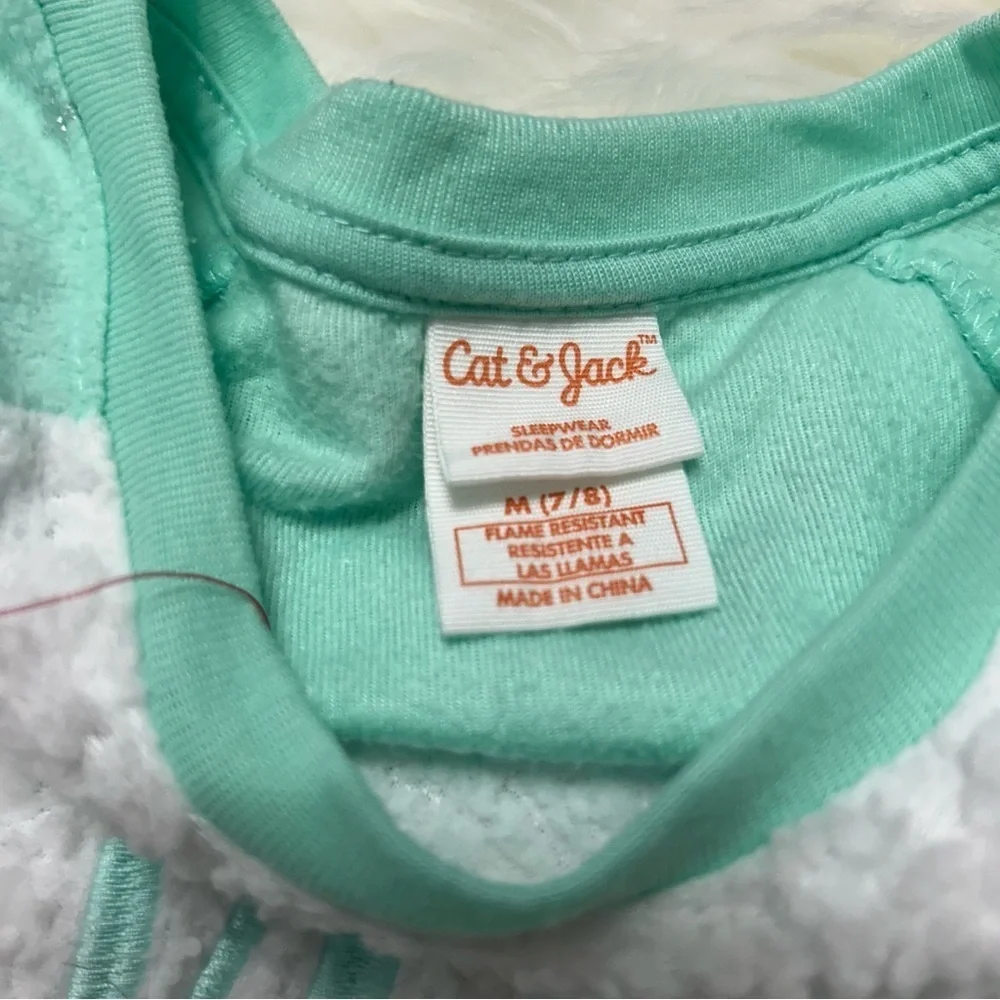 Size 10/12 GIRLS Cat & Jack Warm & Cozy Nightgown reads “Rise & Shine” E2